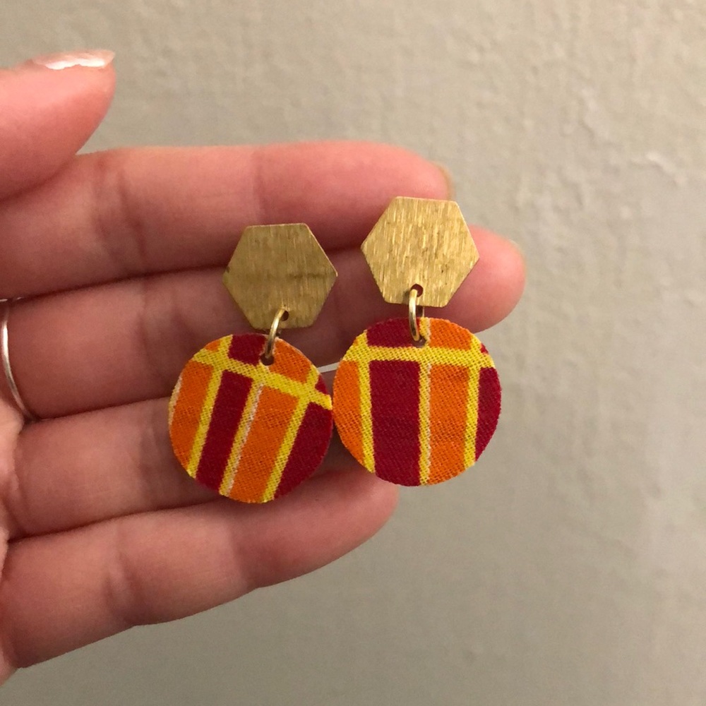 *Never worn* handmade gold, yellow, orange and red earrings